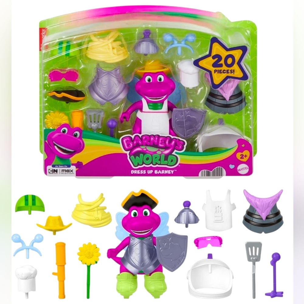 Barney World Dress Up Set Toy Mattel Pink Dinosaur Figure Figurine